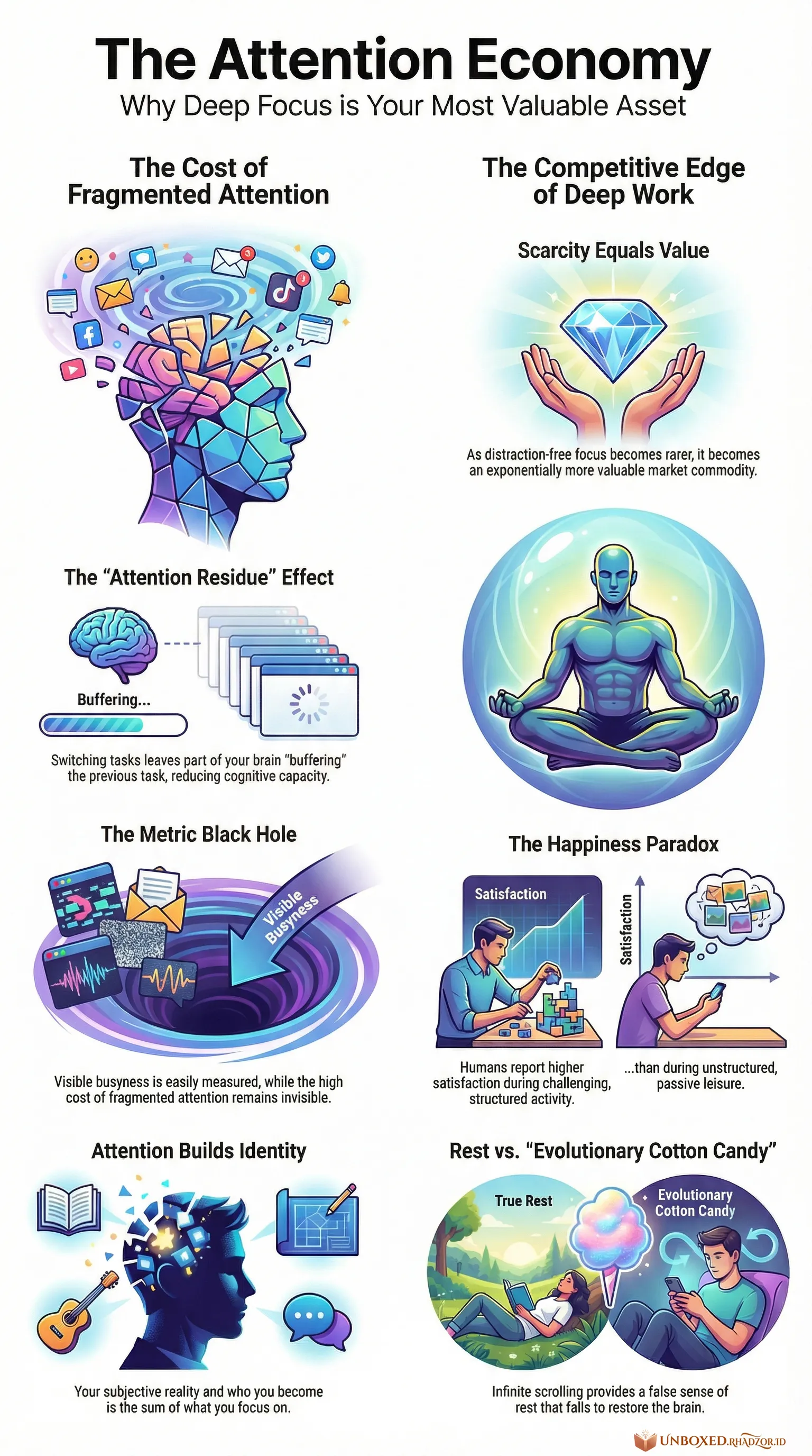 Deep Work infographic in English