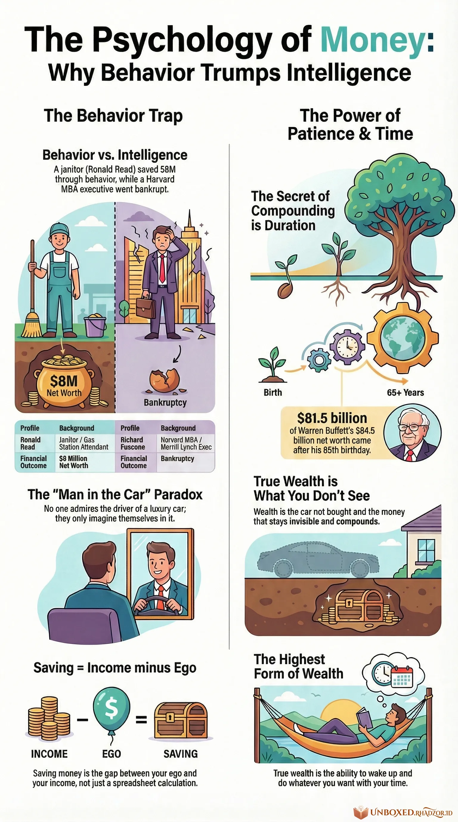 The Psychology of Money infographic in English